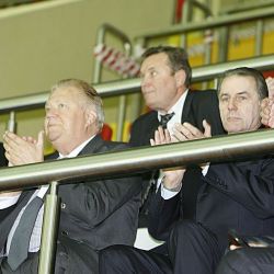 Vitaly Smirnov and Jacque Rogge observe of a match